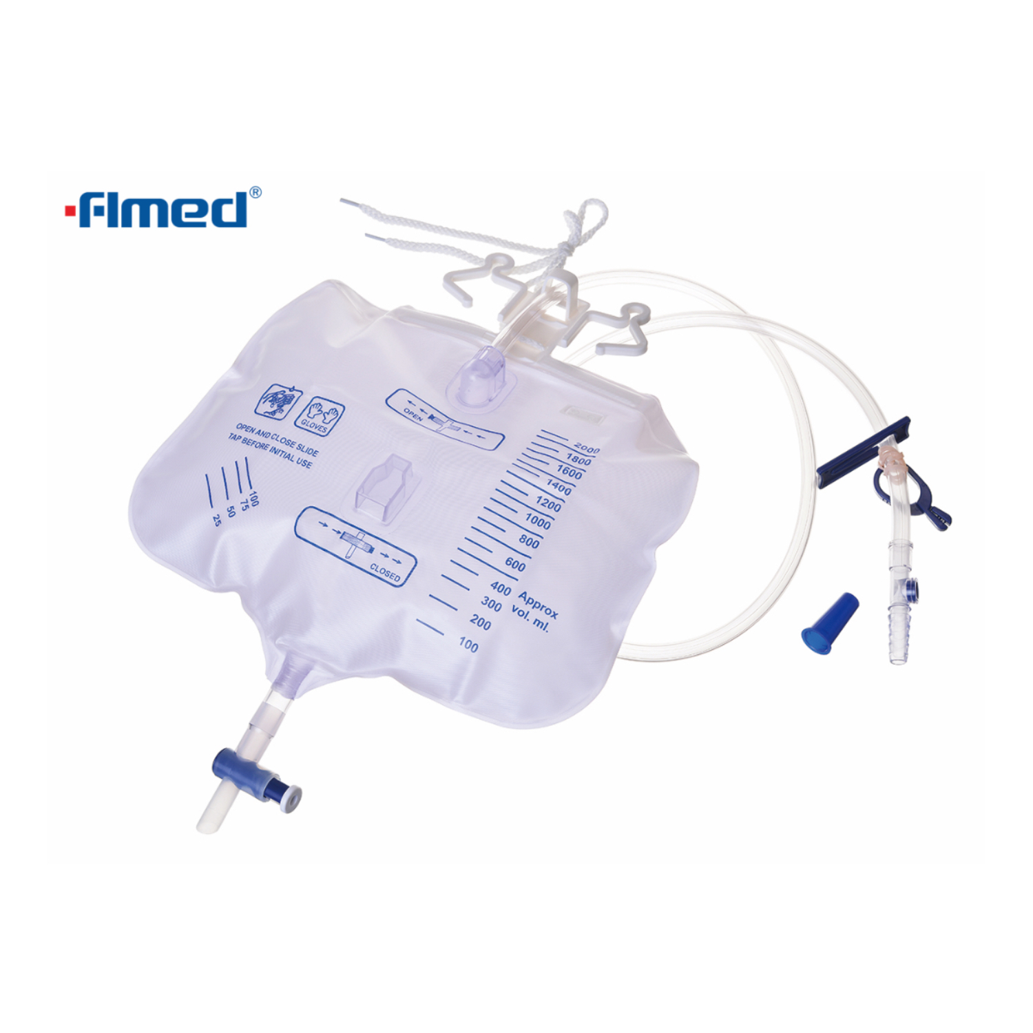 Economische urinebag 2000 ml met uitlaatpull-push klep