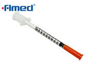 Wegwerp 1 ml insuline spuit en naald 12,7 mm x 29G